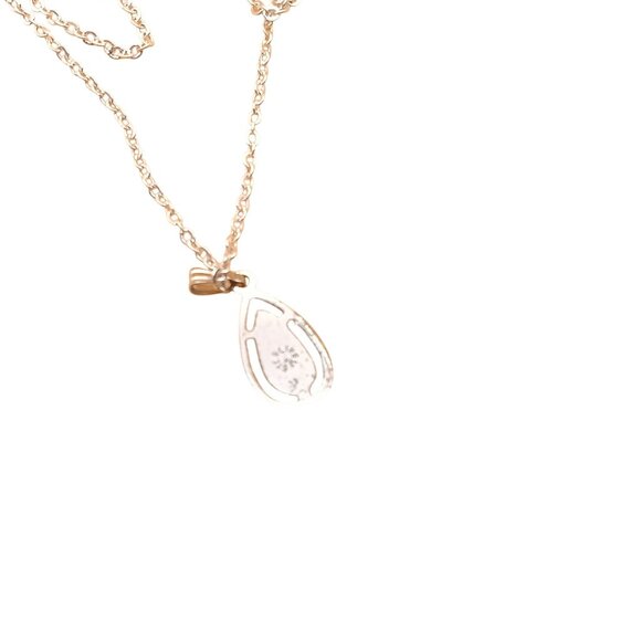 Sterling Silver Teardrop Pendant Necklace with Etched Starburst and Diamond Chip - Picture 5 of 5